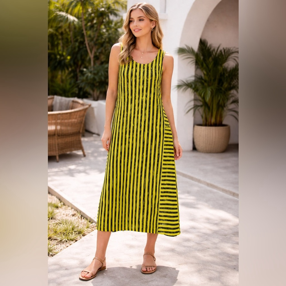 MARIE LA LUNE Striped LINEN Italian Sleeveless Dress NWT size small/medium